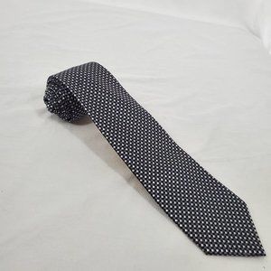 Black Gray Silk Tie Geometric Pattern Men's